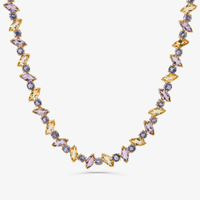 Colar Maxi com Ametista, Citrino e Iolita em Ouro Amarelo 18k