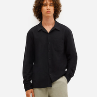 Camisa masculina manga longa texturizada preta