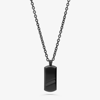 Colar Masculino com Placa em Aço Preto Fosco - 60 cm