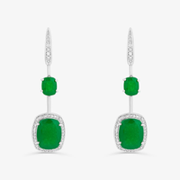 Brinco Maxi com Quartzo Verde e Diamantes em Ouro Branco 18k