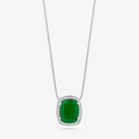 Pingente com Quartzo Verde e Diamantes em Ouro Branco 18k