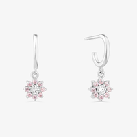 Argola Flor Cravejada em Prata 925