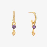 Argola Pontos de Luz Cravejada em Prata 925 com Banho de Ouro Amarelo 18k
