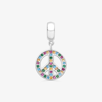 Charm Símbolo da Paz Cravejado em Prata 925