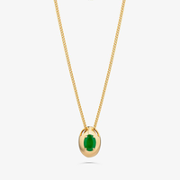 Colar com Quartzo Verde em Prata com Banho de Ouro Amarelo 18K