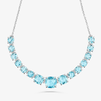 Colar Articulado com Topázio Azul e Diamantes em Ouro Branco 18k