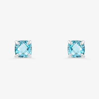 Brinco Stud com Topázio Azul em Ouro Branco 18k