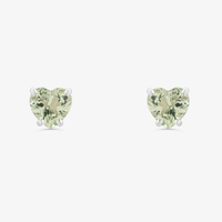 Brinco Stud Coração de Prasiolita em Ouro Branco 18k