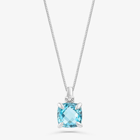 Pingente com Topázio Azul e Diamante em Ouro Branco 18k