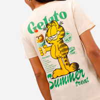 Camiseta feminina de algodão garfield bege