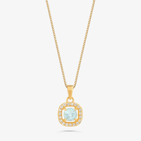 Pingente com Topázio Azul e Topázio em Prata 925 com Banho de Ouro Amarelo 18k
