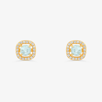 Brinco com Topázio Azul e Topázio em Prata 925 com Banho de Ouro Amarelo 18k