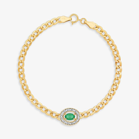 Pulseira com Esmeralda e Diamantes em Ouro Amarelo 18k