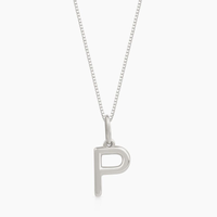 Pingente Letra P em Ouro Branco 18K