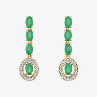 Brinco Longo com Esmeralda e Diamantes em Ouro Amarelo 18k