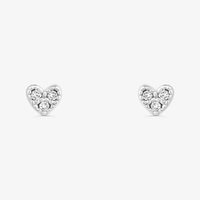 Brinco Coração com Diamante em Ouro Branco 18k
