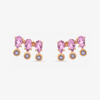 Brinco EarCuff com Ametista Rose de France e Iolita em Prata 925 com Banho de Ouro Rosé 18k