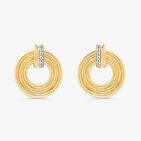 Brinco Circular Linhas com Topázio em Prata 925 com Banho de Ouro Amarelo 18k