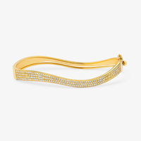 Pulseira Curvas com Diamante em Ouro Amarelo 18k - 17cm