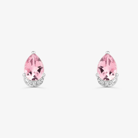 Brinco Gota com Quartzo Rosa e Safira em Prata 925
