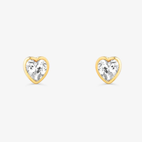 Brinco Coração Cravejado em Prata 925 com Banho de Ouro Amarelo 18k