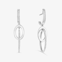 Brinco Maxi Argolas Entrelaçado com Diamante em Ouro Branco 18k