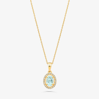 Colar com Topázio Azul e Topázio em Prata 925 com Banho de Ouro Amarelo 18k