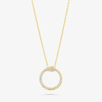 Colar Círculo com Topázio em Prata 925 com banho de Ouro Amarelo 18k