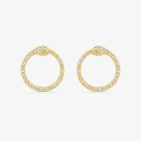 Brinco Círculo com Topázio em Prata 925 com banho de Ouro Amarelo 18k
