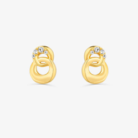 Brinco Elos com Topázio em Prata 925 com banho de Ouro Amarelo 18k