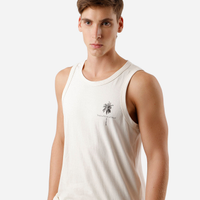 Regata masculina de algodão estampada bege