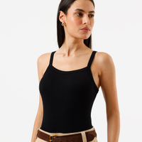Body alça fina feminino de poliamida básico preto