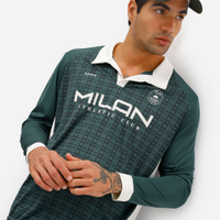 Camiseta retrô unissex com gola manga longa milan verde