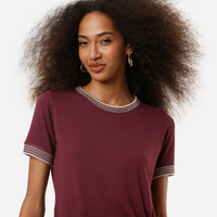 Blusa feminina de viscose manga curta vinho