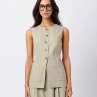 Colete alongado feminino com linho mindset verde