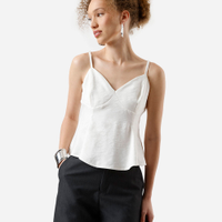 Blusa peplum feminina alça fina de viscose off white