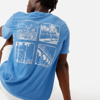 Camiseta masculina de algodão manga curta azul