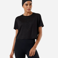 Blusa cropped feminina esportiva preta