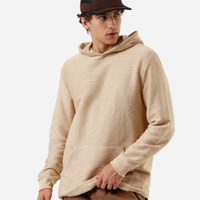 Camiseta masculina manga longa com capuz canelada bege