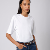 Camiseta box fit feminina de algodão peruano mindset branca