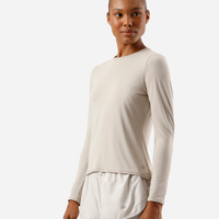 Blusa feminina esportiva de poliamida manga longa bege
