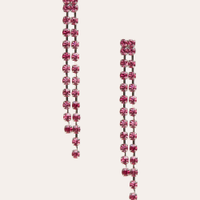 Brinco de strass alongado ohlograma rosa