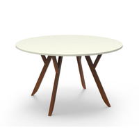 Mesa De Jantar Redonda Ipiranga Off White E Amêndoa 120 Cm