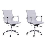 Conjunto Com 2 Cadeiras De Escritório Secretária Giratória Milão I Branco