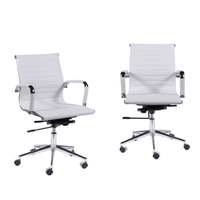 Conjunto Com 2 Cadeiras De Escritório Secretária Giratória Milão Ii Branco