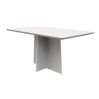 Mesa De Jantar Retangular Com Tampo De Vidro Anitta Off White 160 Cm