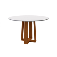 Mesa De Jantar Redonda Com Tampo De Vidro Isabela Off White E Ype 117 Cm
