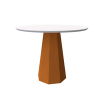 Mesa De Jantar Redonda Com Tampo De Vidro Isis Off White E Ype 100 Cm