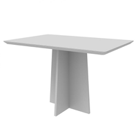 Mesa De Jantar Retangular Com Tampo De Vidro Anitta Off White 120 Cm