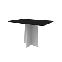 Mesa De Jantar Retangular Com Tampo De Vidro Anitta Preta E Off White 120 Cm